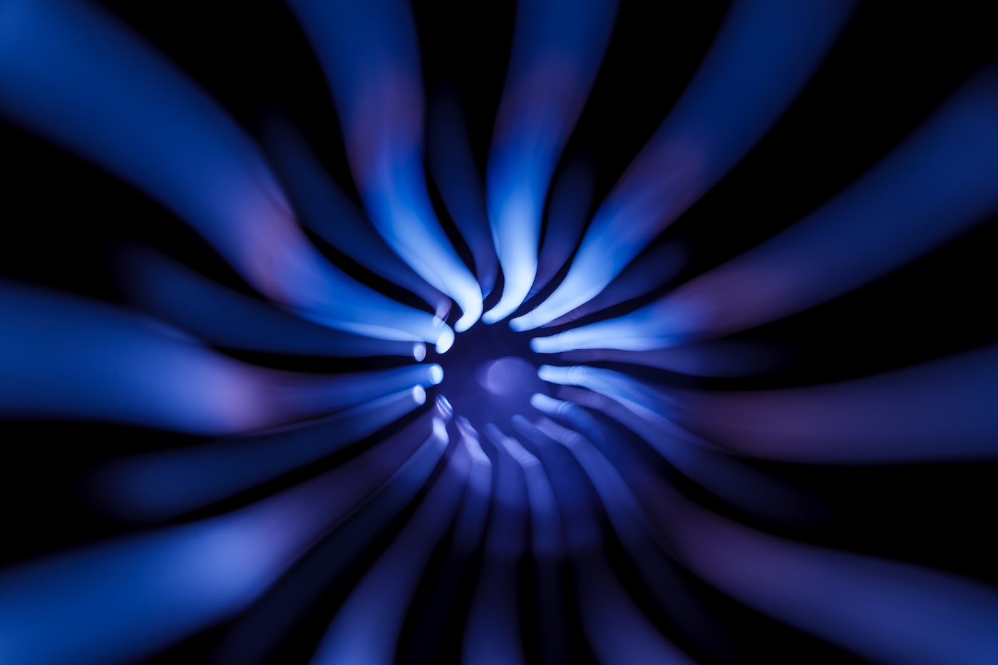 Sound waves in the visible blue color in the dark